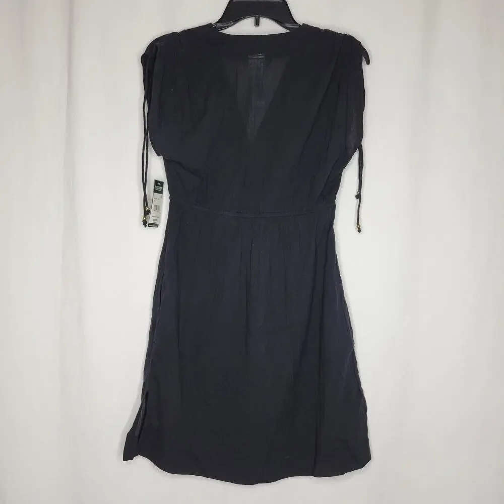 Lauren by Ralph Lauren Crushed Farrah Swim Cover-Up Dress Black NWT Size XS_7